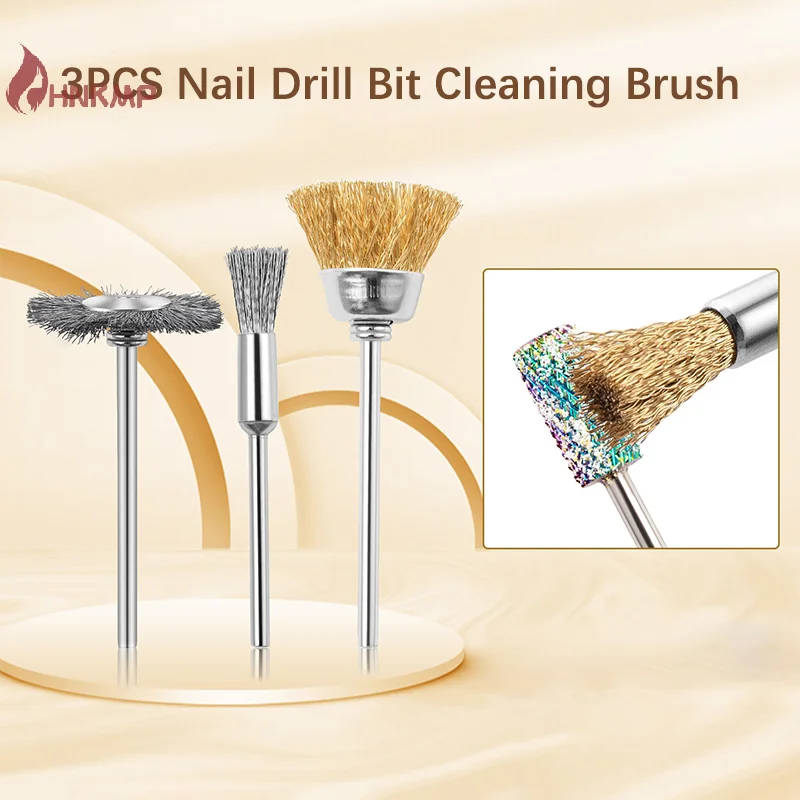 

Nail Drill Bit Cleaning Brush Manicure Grinding Head Dual Brush Electric Drills Copper Wire Drill Brush Cleaner Nail Art Tools