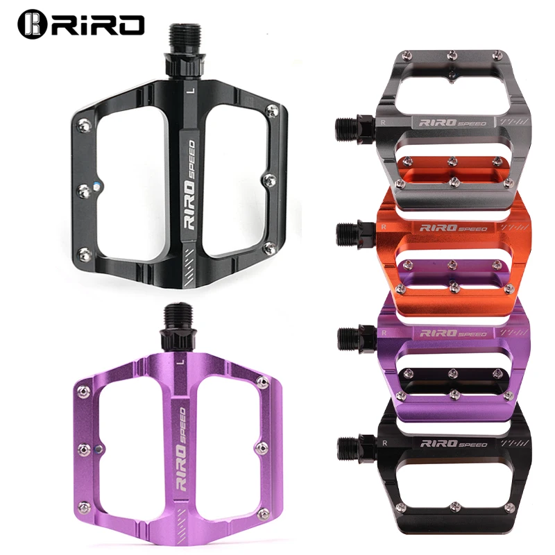 RIRO 3-Bearing Aluminum Alloy Flat Pedal Sealed Bearing Road MTB Non-Slip