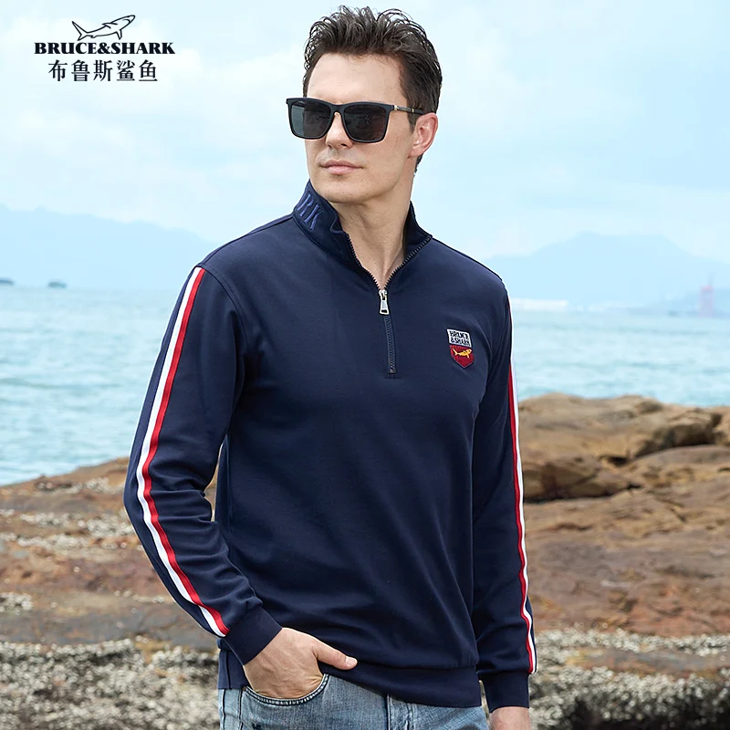 

New Men's Polos Full Sleeve Thicken Cotton Winter Bruce&Shark Spring Autumn luxury Loose Style Fashion Casual Big size 4XL