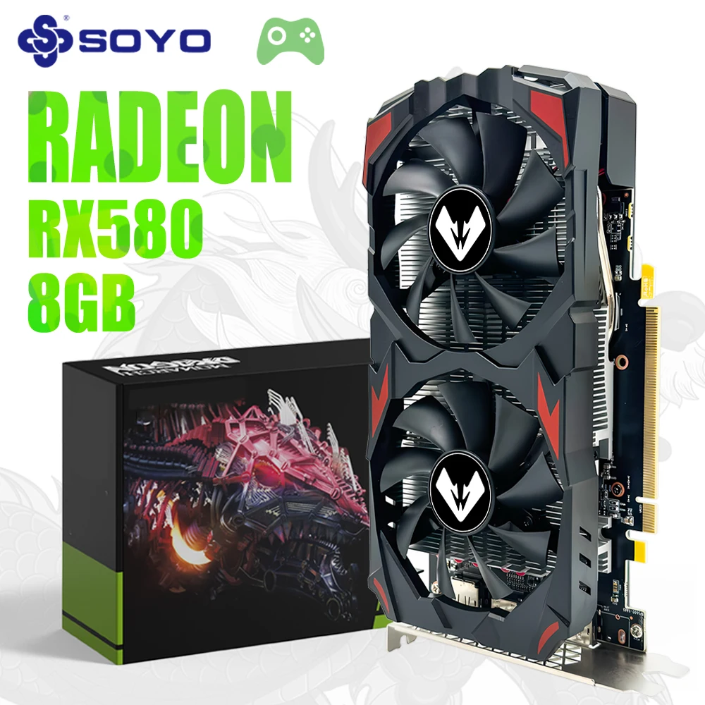 新品未使用SOYO Radeon RX 580 8GB SOYO New Video Card AMD Radeon RX580 8GB 2048SP White Gaming