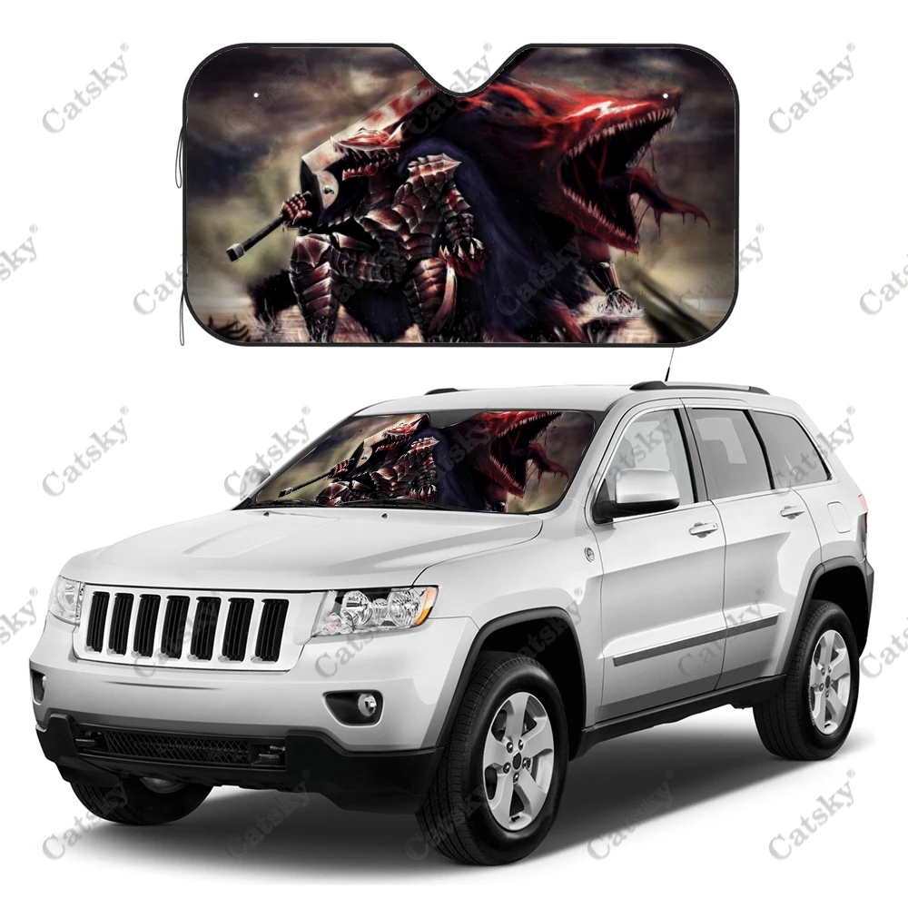 

Аниме солнцезащитный козырек Berserk для автомобиля, аксессуары для интерьера, складной солнцезащитный козырек с УФ-рисунком, подарок, козырек от солнца