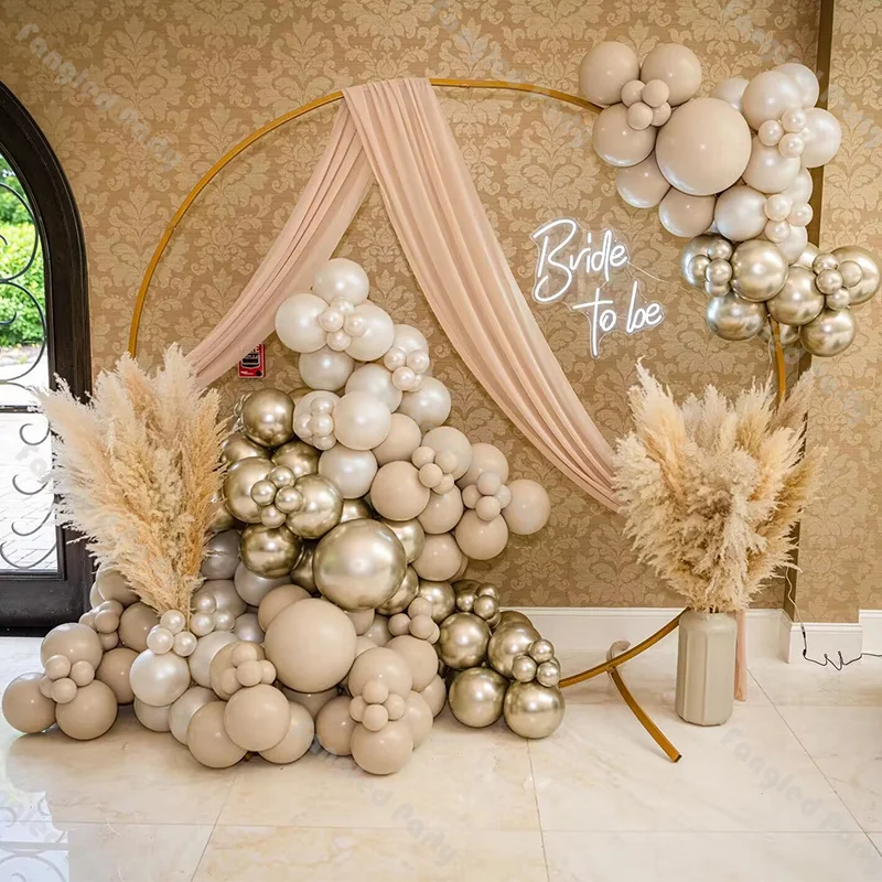 

145pcs Wedding Balloon Arch Doubled Pearl White Gold Boho Balloons Bridal Shower 1st Birthday Baby Shower Gender Reveal Decor