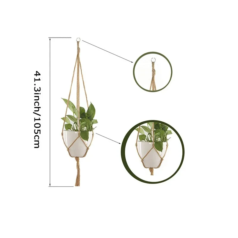 Macrame Hemp Rope Plant Hanger Basket for Home Garden Decoration