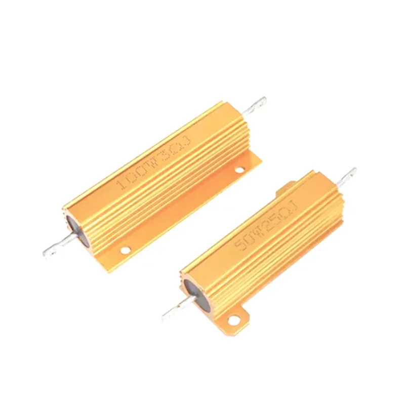 50W 100W Aluminum Power Metal Shell Case Wirewound Resistor 0.01R ~ 100K 1 6 8 10 20 200 500 1K 10K ohm resistance RX24