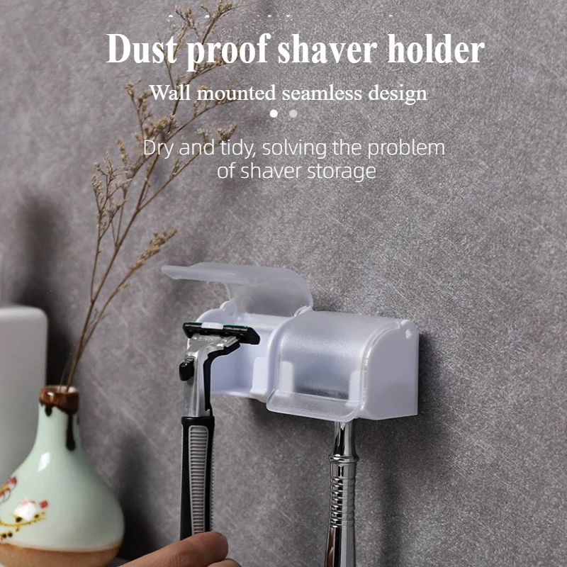 Razor Brush Blade Holder Storage Bathroom Wall Sucker Suction Cup Hook Stand Hanger Rack Shelf Dust Accessory Plastic razor holder