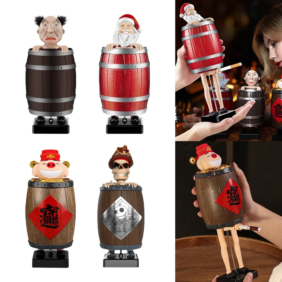 Dispenser Per Sigarette A Forma Di Babbo Natale In Botte Di Legno, Portasigarette Pop Up Divertente, Regalo Natalizio Originale