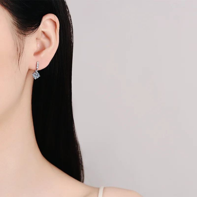 Solid 14K White Gold AU585 Platinum PT950 Earrings moissanite studs female earrings