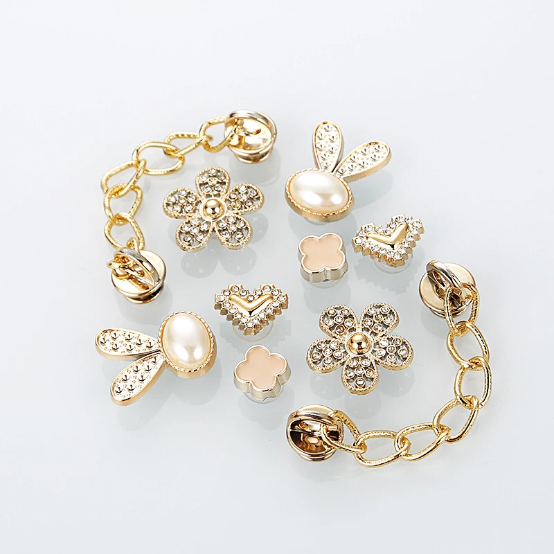 10 Pcs Fashion Shoe Charms Buckles DIY Rhinestone Flower Sandals Accessories Pearls Garden Shoe Decorations Sets for Women Gifts
