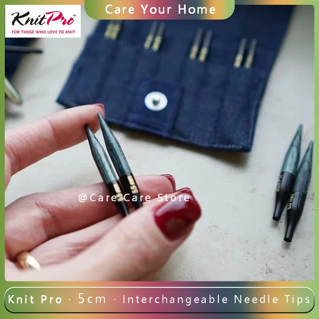 1 Pair Denim 5cm Short Interchangeable Knitting Needles Tips: Enhance Your Knitting Speed and Precision