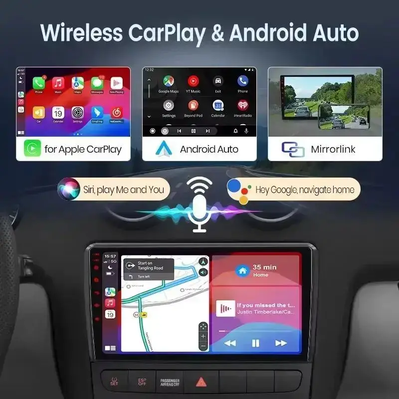 Radio de coche Junsun de 7 pulgadas para Seat Leon MK3 5F 2012 2013 2014 - 2020, CarPlay inalámbrico, Android Auto, GPS, navegador, estéreo, SWC, BT, FM, AM, RDS, DSP, 2Din, Mirror Link, reproductor multimedia, control por voz con IA 3
