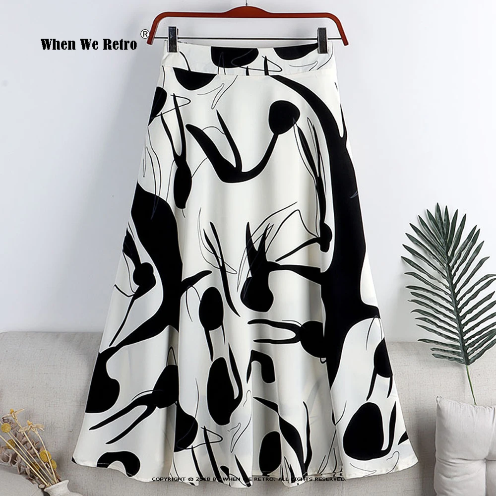 

Женская Юбка-миди с принтом, летняя свободная трапециевидная юбка-зонтик с завышенной талией, модель RS650, 2023
