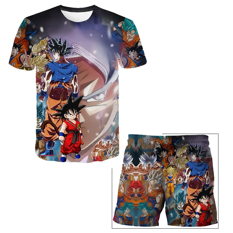 essentials clothing sets New Kids Clothes Dragon-Ball Sets Girls Summer Clothing Teens Casual Children's T shirt+Pants Suits 3 4 5 7 9-14 Years Kids Suit kids T-shirt