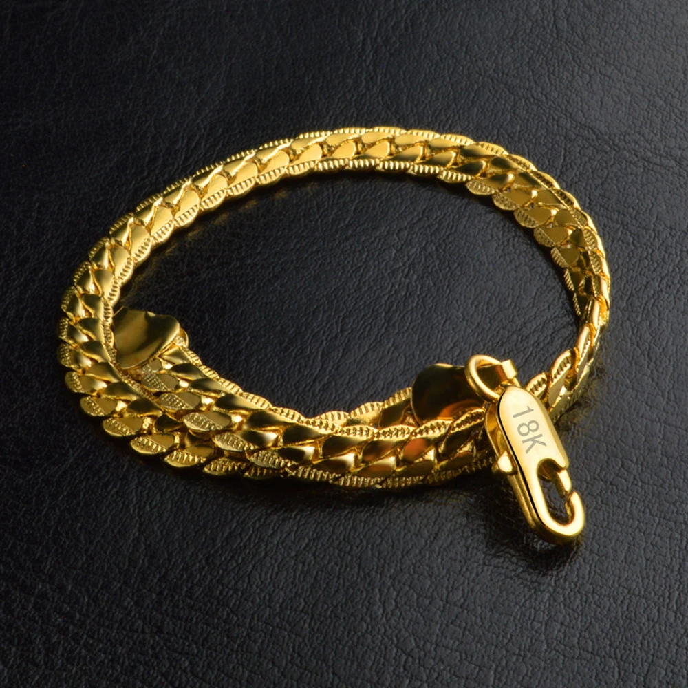 Men's 14K Gold Plated Figaro Hip Hop Bracelet 8