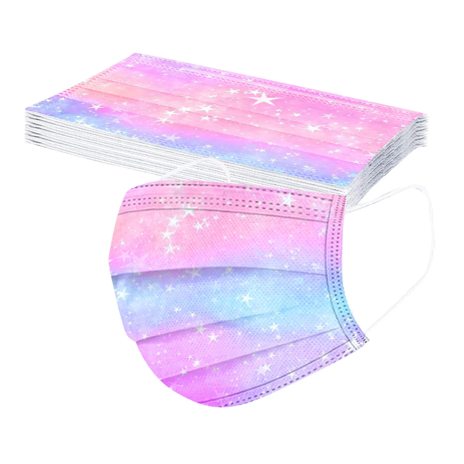 50pc Kids Tie-Dye Gradient Three-Layer Dust-Proof Breathable Disposable Mask Cubre Bocas Desechables Mascara DescartáVel 4
