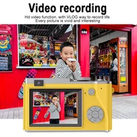 Цифровая камера 4K CCD с 8-кратным цифровым зумом для студентов, 48 МП, компактная цифровая фотокамера, селфильная камера с откидным экраном 180 — изображение 4