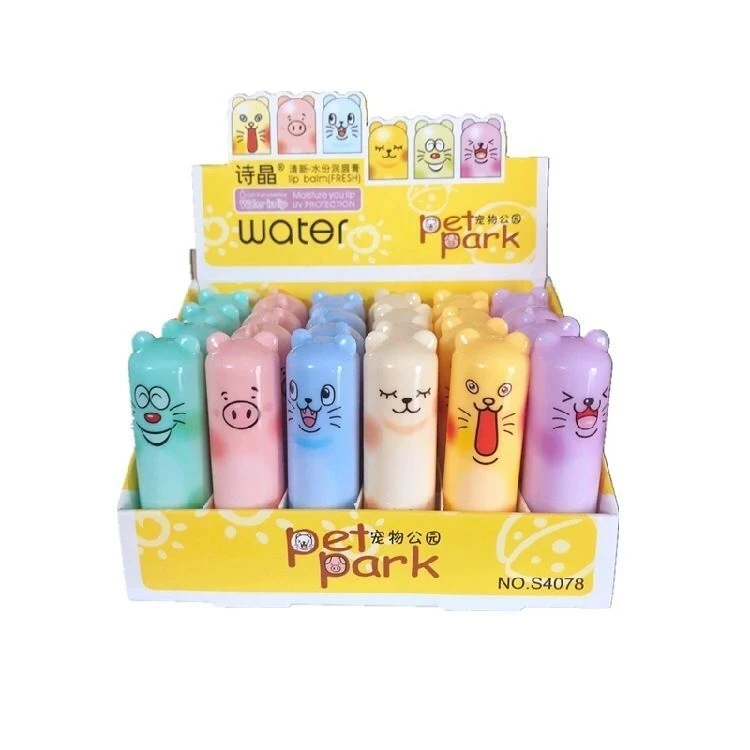 24pcs/lot Moisturizing Fruit Flavor Colourless Cartoon Lip Balm Natural Plant Lip Gloss Fruit Embellish lipstick Makeup Tools 6