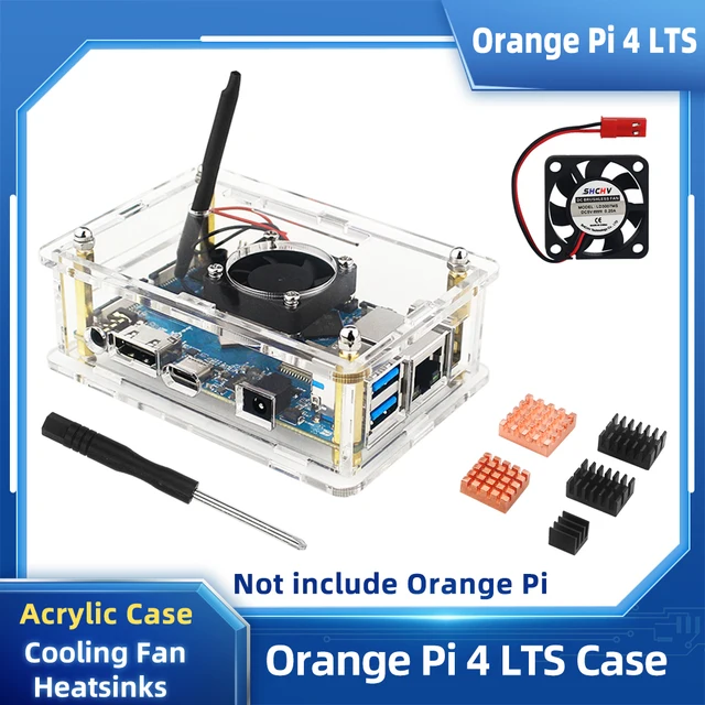 Orange Pi 4 LTS Acrylic Case Transparent Clear Box Optional Cooling Fan Heatsinks for Orange Pi 4 LTS OPI 4LTS 1