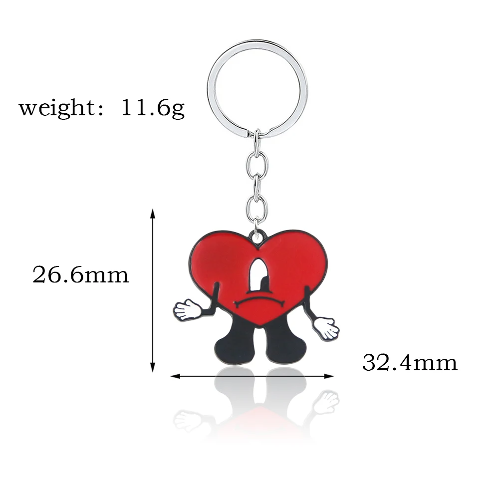 Cute Rabbit Bad Bunny Keychain Fashion Heart Pendant Keyring For Women Men Jewelry Gift - Image 3