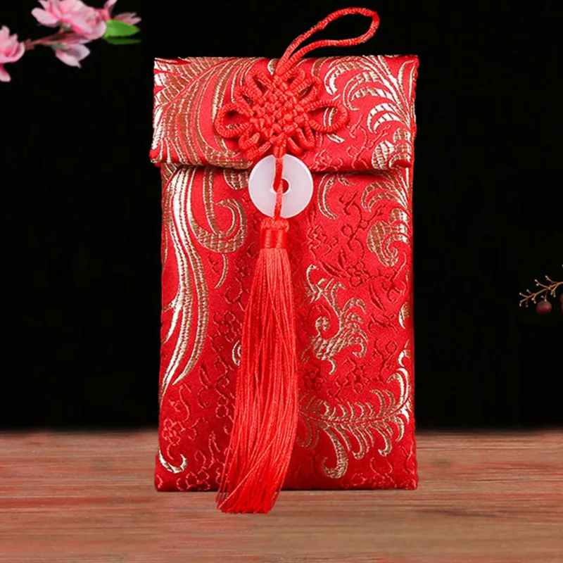Money Red Packets Wedding Engagement Gift Jade Buckle Money Bag Brocade Red Envelopes 2025 CNY Festival Blessing Gifts