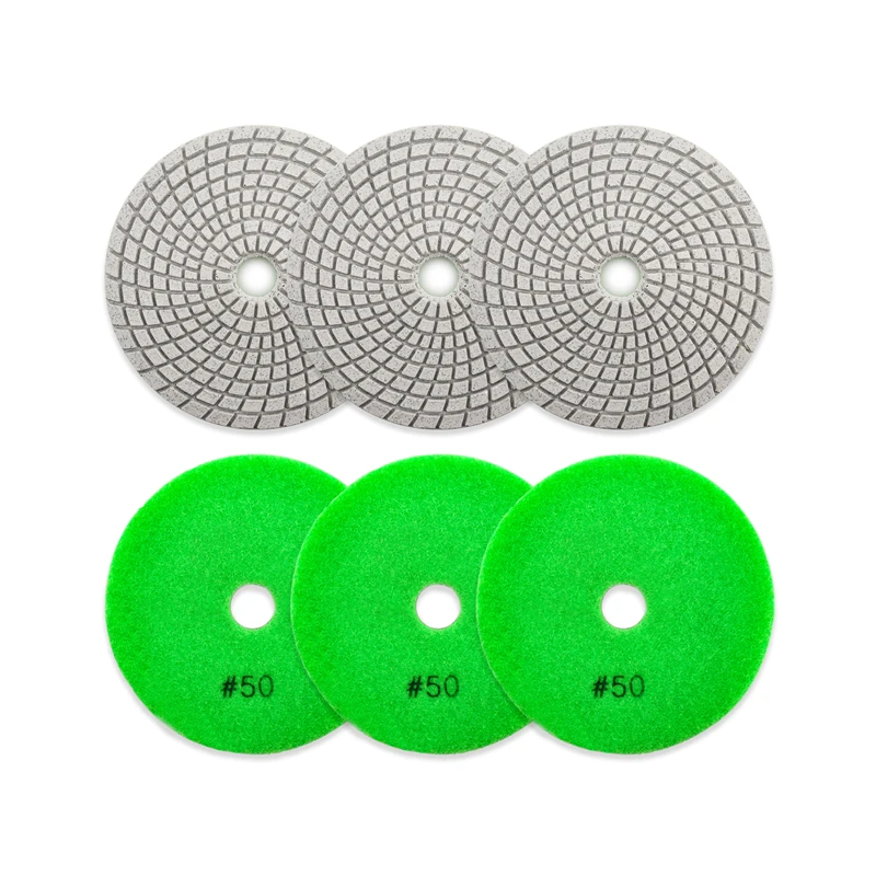 SHDIATOOL 6pcs/Set 5 Inch Sanding Discs for Granite Marble Stone Tile  Polishing Dia125mm Wet White Bond Polishing Pads