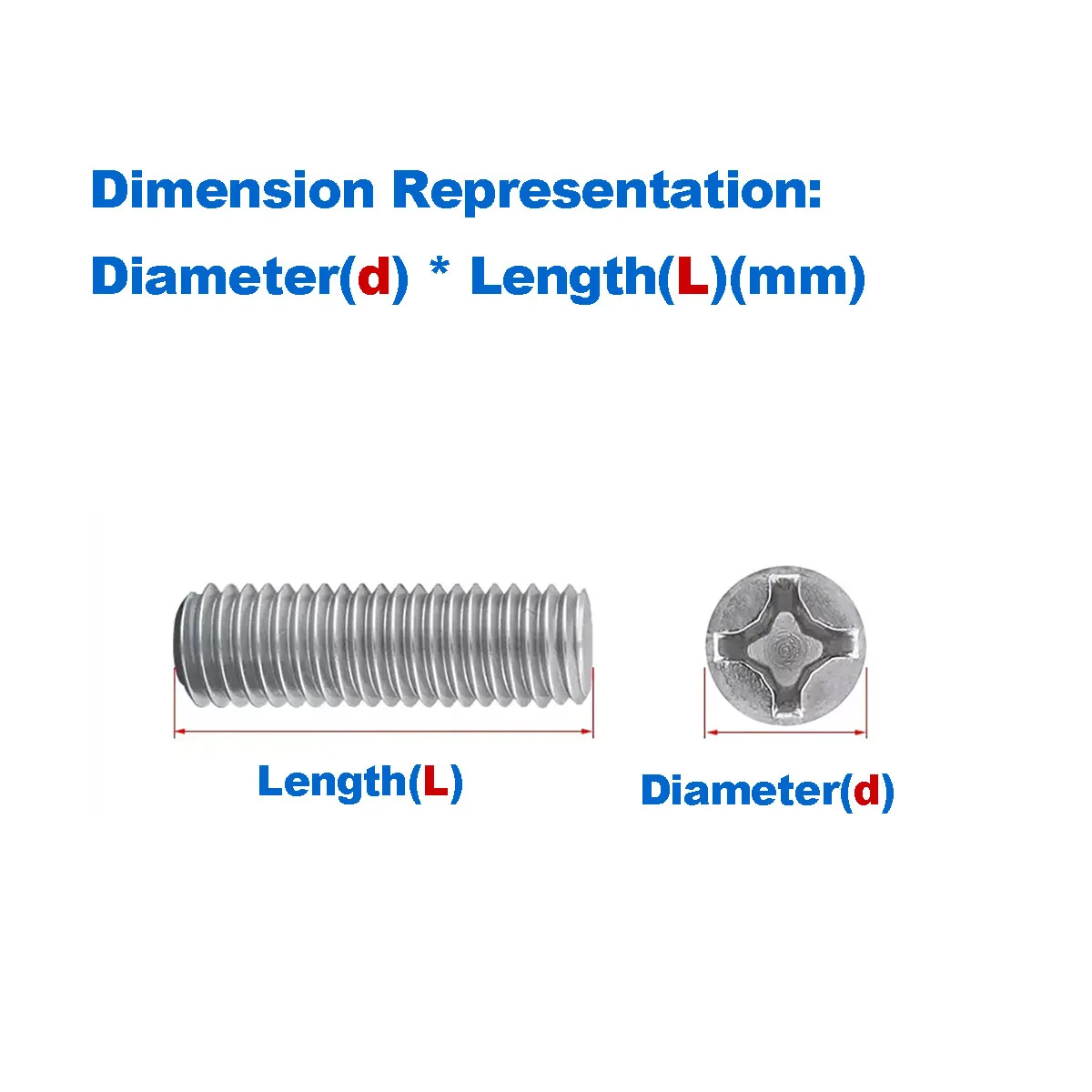 

304 Stainless Steel Phillips Flat End Set Screw/Headless Screw Stop Screw M2M3M4