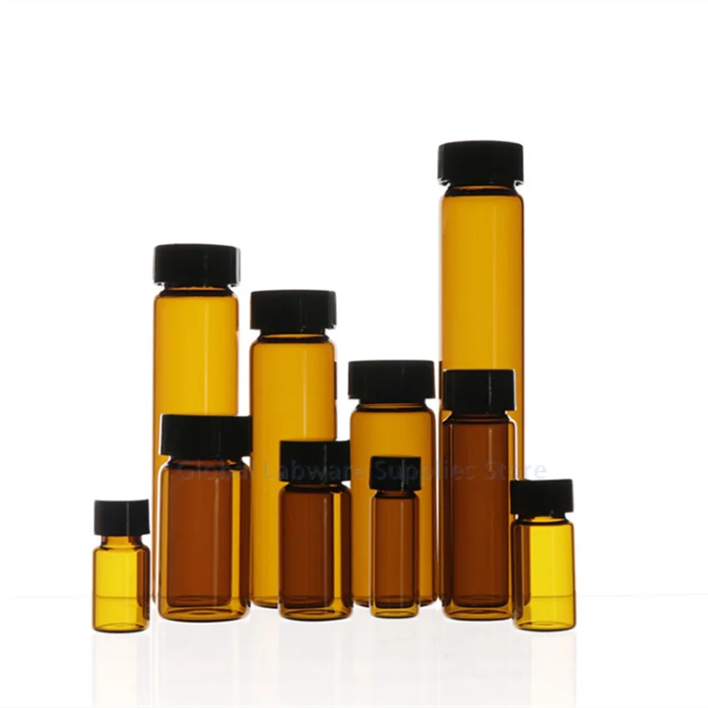 2ml To 60ml Amber Lab Glass Sample Bottles Brown Screw-mouth Essential Oil Bottle Lab Vial Chemistry Glassware Lab Glass Supplies Lab Reagent Bottle