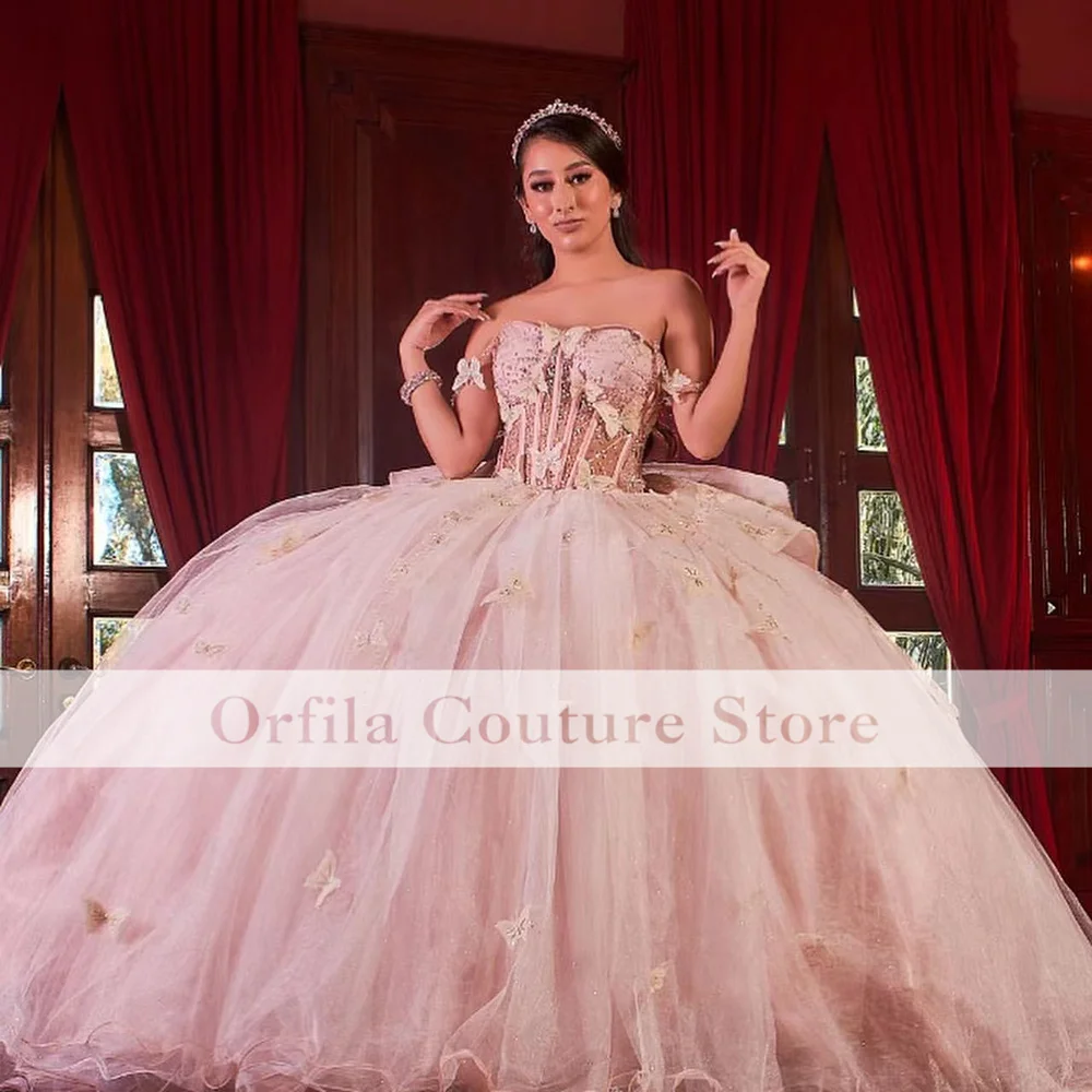 

Orfila платья xv лет розовые платья Quinceanera бальное платье бабочка Sweet 16 вечерние платья vestidos de 15 лет