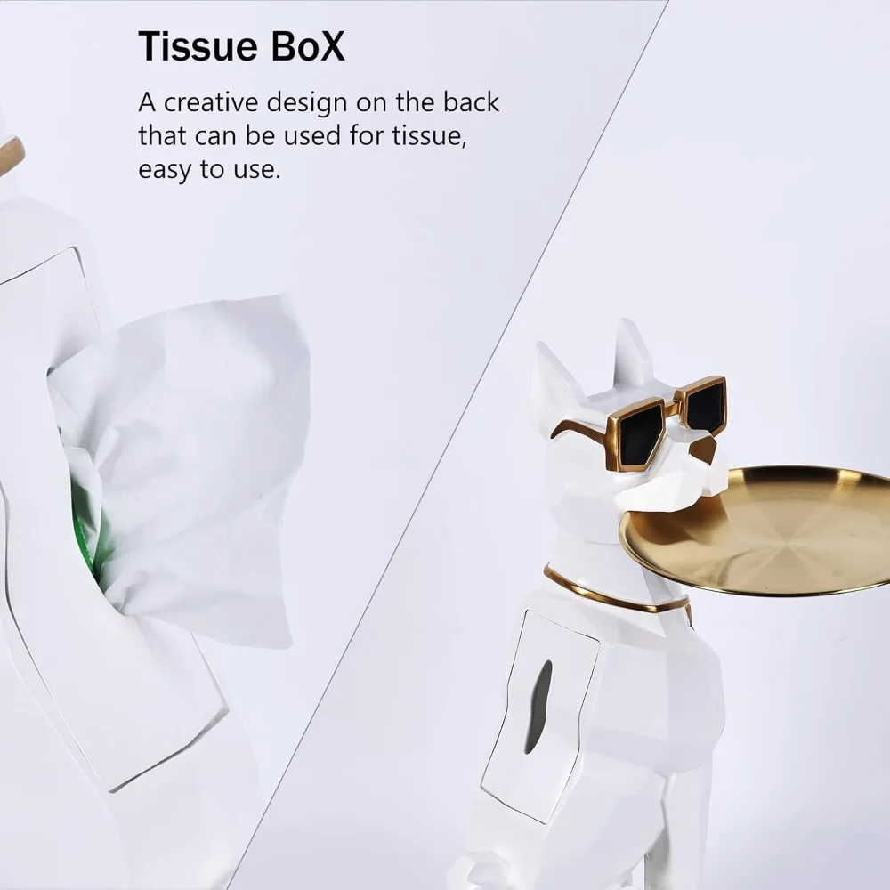 Resin Dog Side Table With Tray, Butler Statue Tissue Box, Accent End Table, Unique Sculpture, Geometric Statue, Funky Furniture