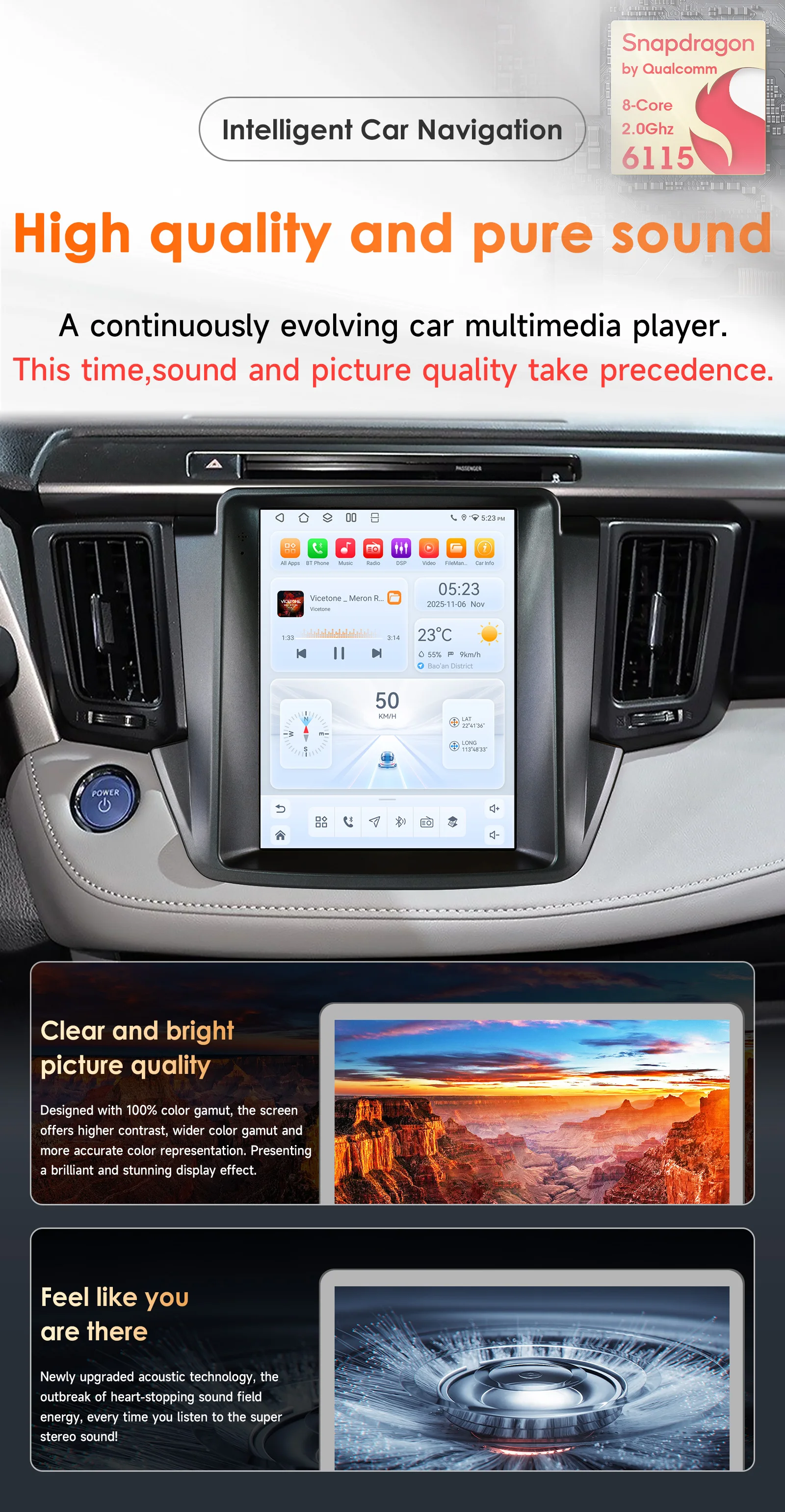 9,7-Zoll Hizpo 2Din Android Autoradio für Toyota RAV4 2013 - 2018 Auto-Stereoanlage CarPlay BT 4G GPS RDS DSP Snapdragon 6115 ADAS 360 ° GLAS – Detail 2