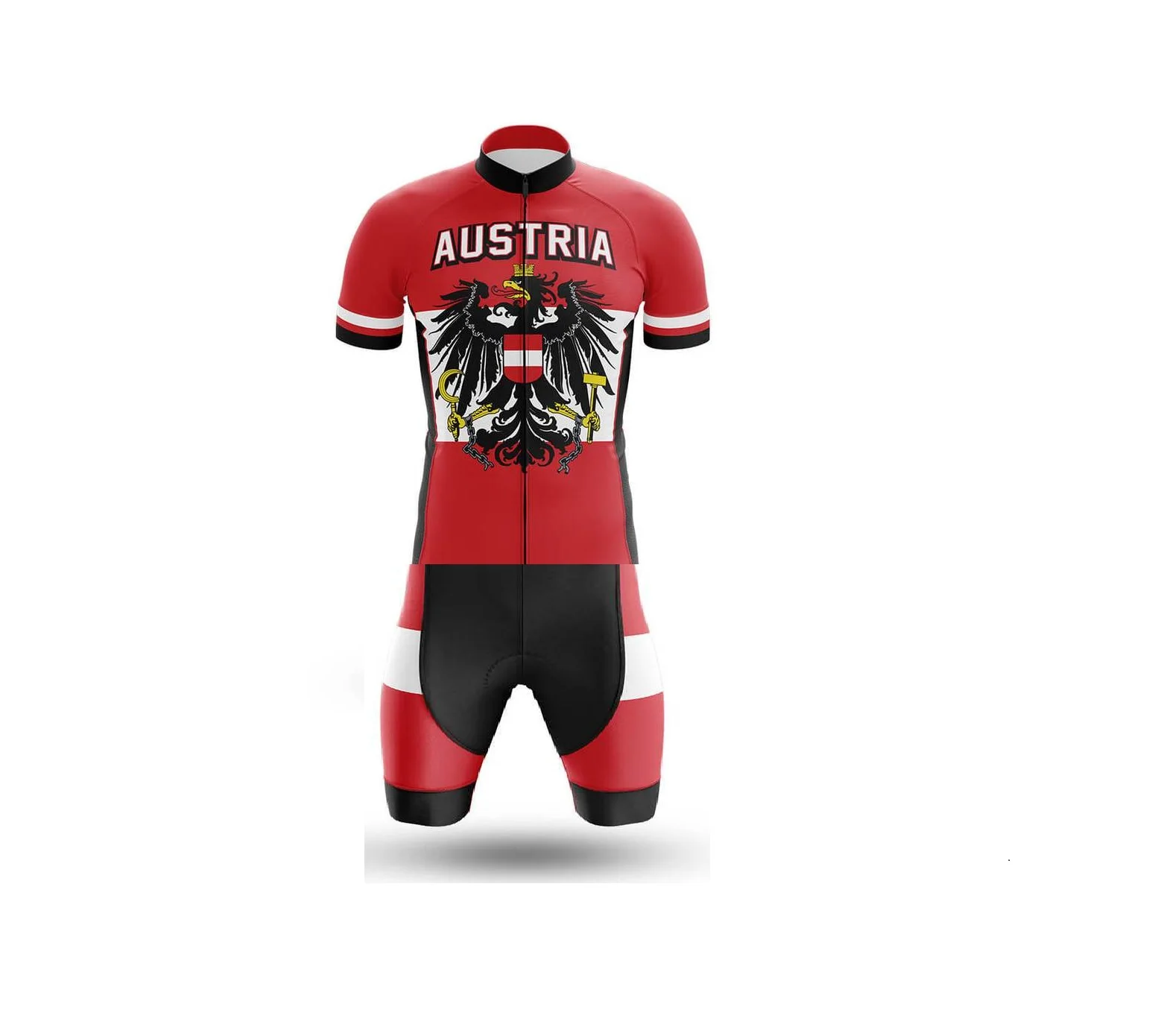 

LASER CUT MEN'S CYCLING WEAR CYCLING JERSEY BODY SUIT SKINSUIT WITH POWER BAND Austria NATIONAL TEAM SIZE: XS-4XL