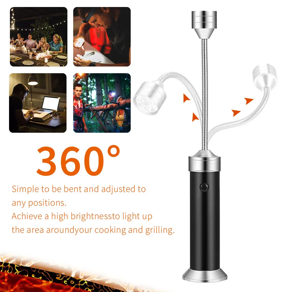 9 Leds Flashlight BBQ Grill Light Outdoor Super Bright Magnetic Base 360 Degree Barbecue Lights Soft Tube Torch Lighting Lamp bbq grill lights