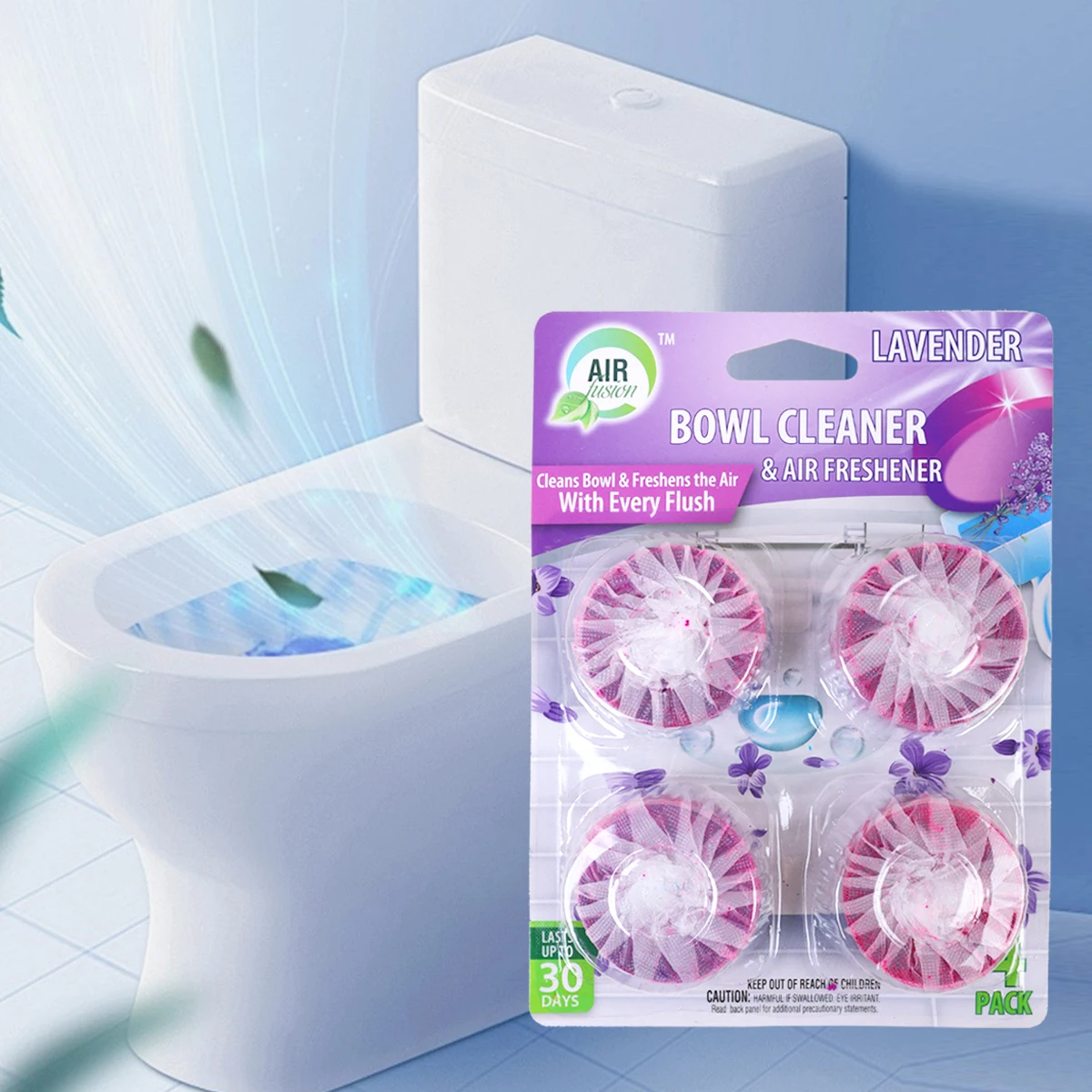Air Fusion Automatic Toilet Bowl Cleaner Tablets 32 Pcs 8 Pack Lavender Scent Slow-Releasing Toilet Tank Cleaners for Deodor