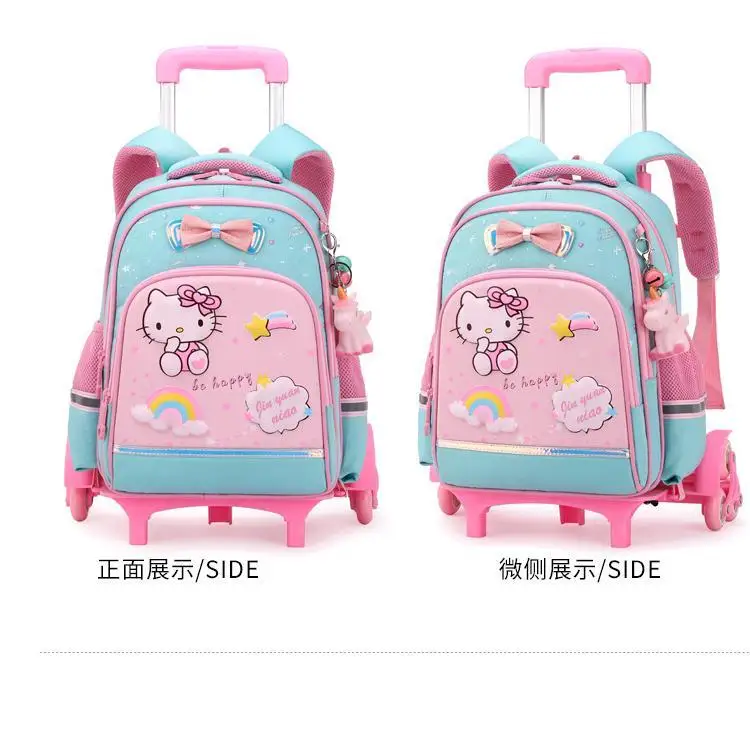 Sanrioed Trolley School Bag Anime Hellokittys Student Rolling Backpack with Wheels Large Capacity Waterproof Wearable Girl Gift AliExpress