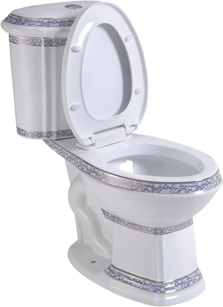 India Reserve  Elongated Bathroom Toilet WaterSense Dual Flush with Slow Close  Seat Two-Piece Grade Porcelain Scratch and Stain 6