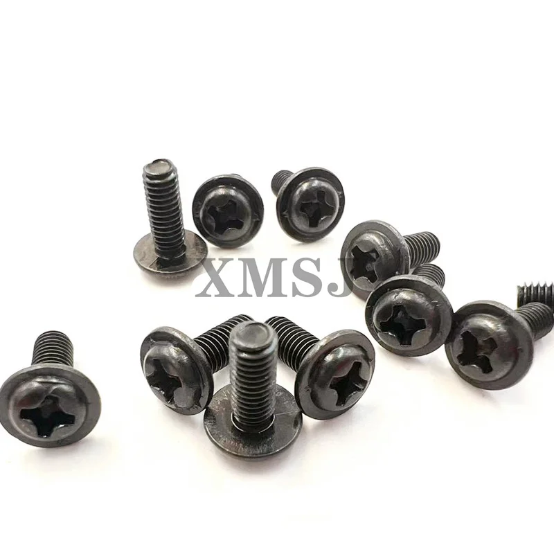 

5/50pc PWM M2 M2.5 M3 M4 M5 M6 Black Stainless Steel Cross Recessed Phillips Pan Round Head With Washer Padded Collar Screw Bolt