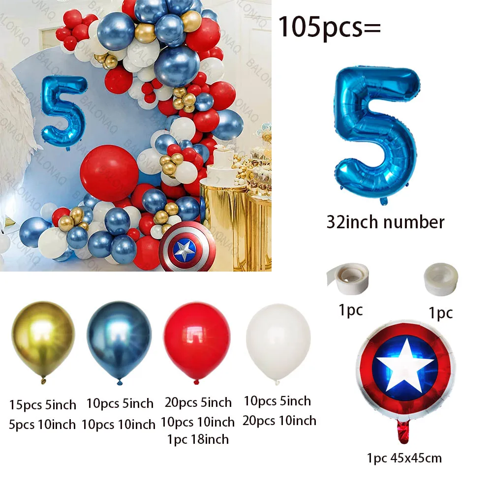 1Set Captain America Balloons Shield Kids Birthday Party Decoration Baby Shower The Avengers Inflatable Toys Air Globos