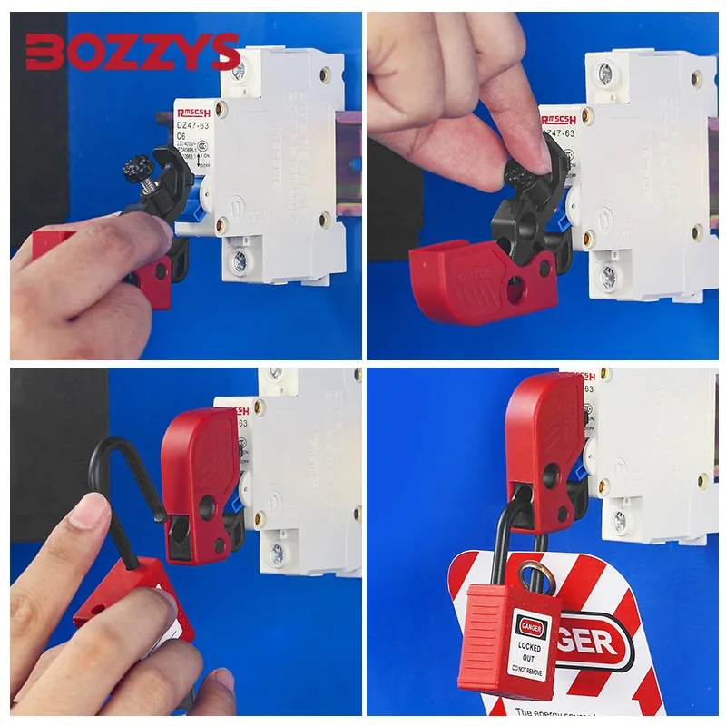 BOZZYS 툴 프리 미니어처 회로 차단기 잠금 장치는 손잡이 두께 ≤8MM의 소형 및 중형 차단기에 적합합니다.