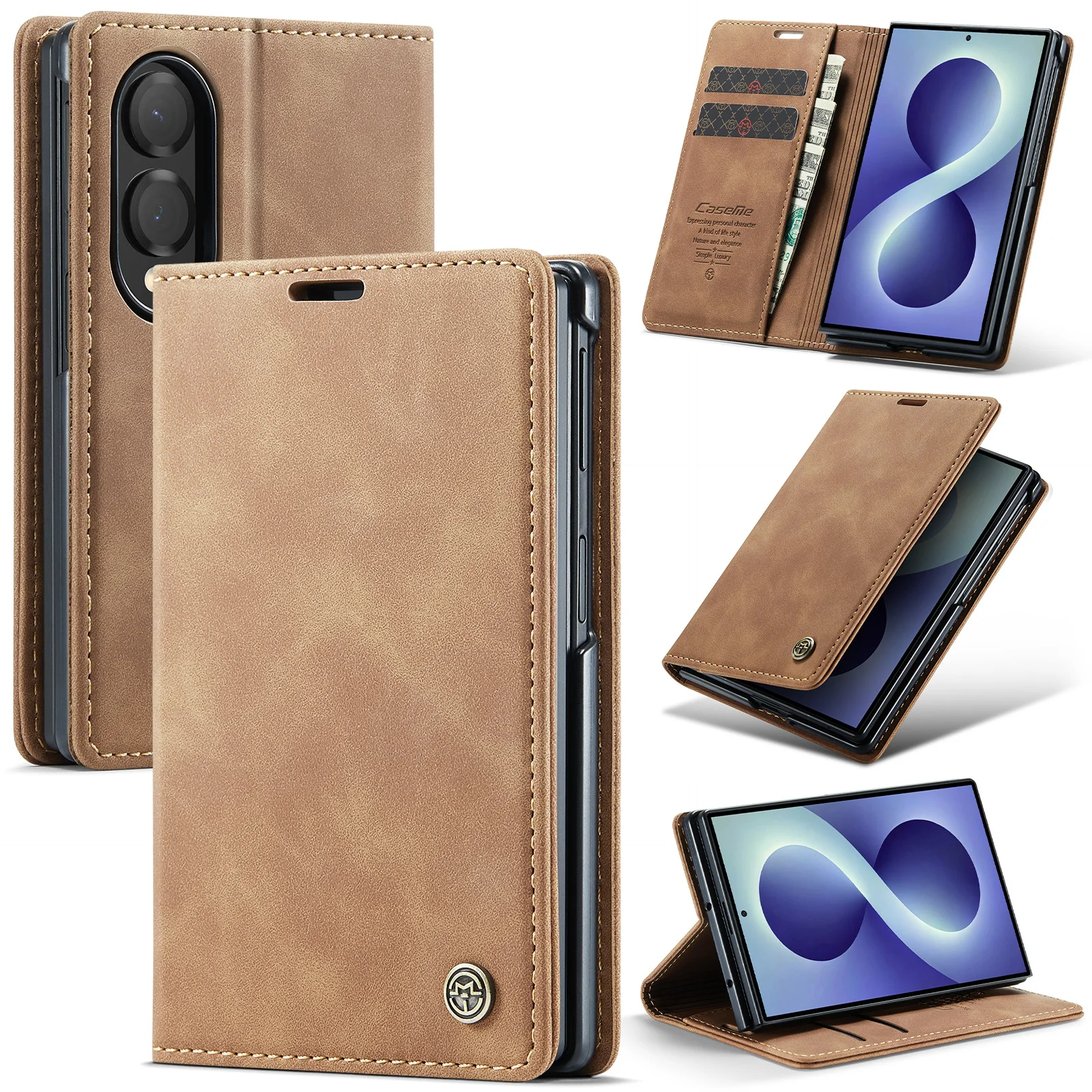 Elegant Book Style Flip PU Leather Wallet Case with Card Slots and Stand - Full Protection Cover