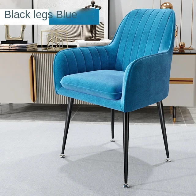 Nordic Ins Chair Home Internet Celebrity Makeup Dressing Table Stool Backrest Girly Bedroom Simple Manicure Light Luxury Chair Blue A Black