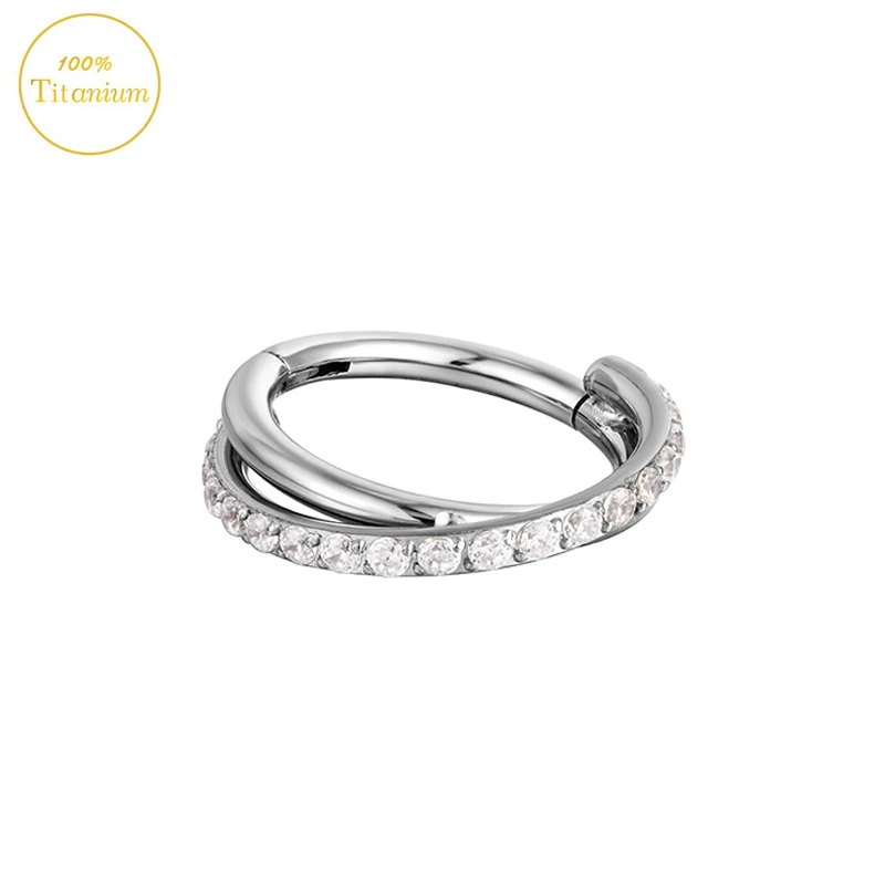 F136 Titanium Nose Piercing Septum Nose Ring Zircon High Segment Clicker Hoop Cartilage Tragus Earrings Helix Piercing Jewelry