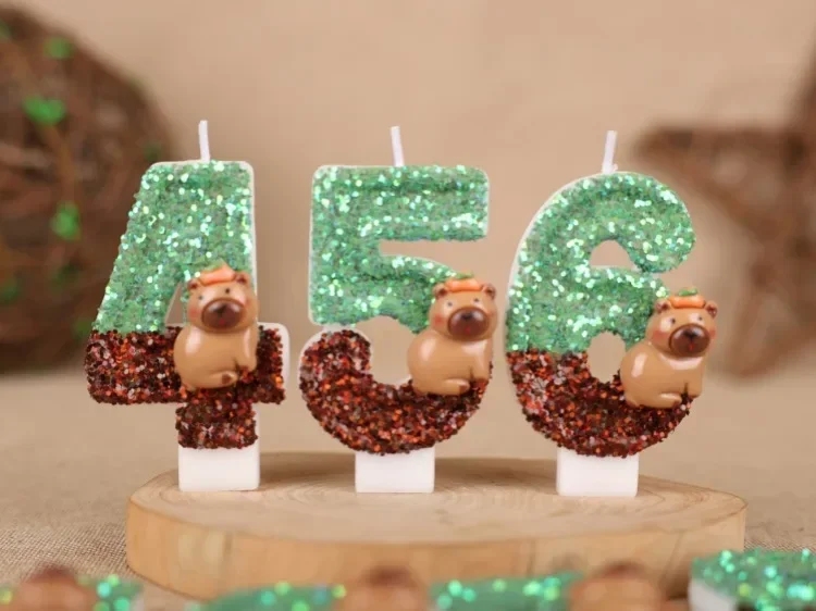 Kapibala süße Mode kreative Zahl 0-9 Geburtstagstorte Capybara Kerze Geschenke Dekoration handgemachte Geburtstag Jungen Happy Party – Detail 3