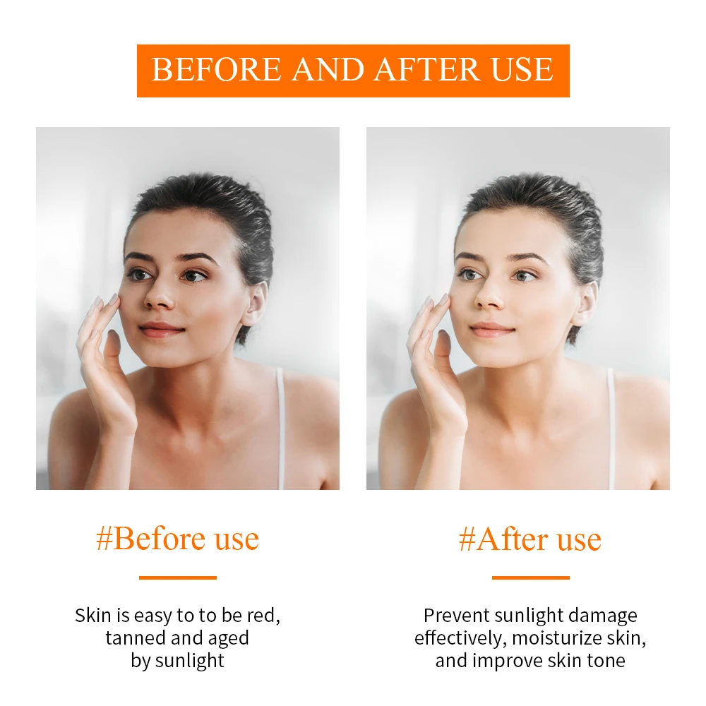 BREYLEE SPF 50 +/PA ++++ Orange Blossom Facial Sunscreen Vitamin C Whitening Refreshing Brightening UV Protection Sunscreen 40ml facial sunscreen cream