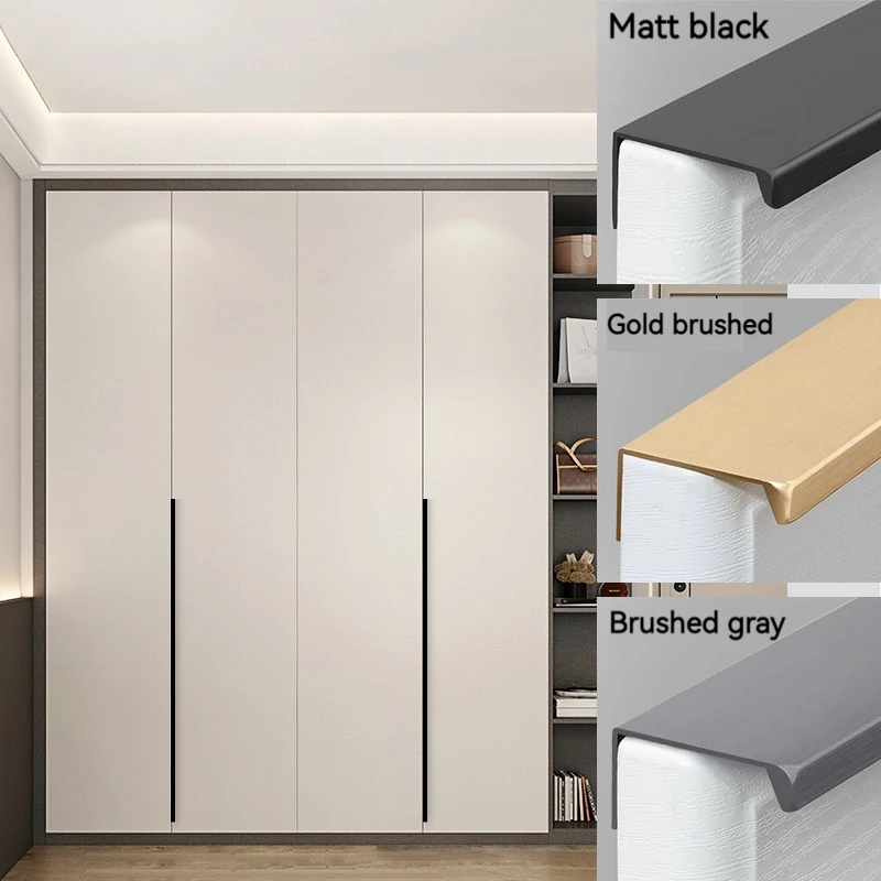 Furniture Handles Kitchen Door Handles Invisible Aluminum Alloy Drawer Wardrobe Cabinet Door Concealed Handle