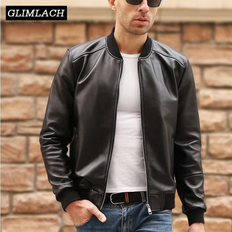 

Large Size 5XL Sheepskin Slim Aviation Genuine Leather Bomber Jacket Men Real Leather Flights Jacket Black Aviator Pilot Coats