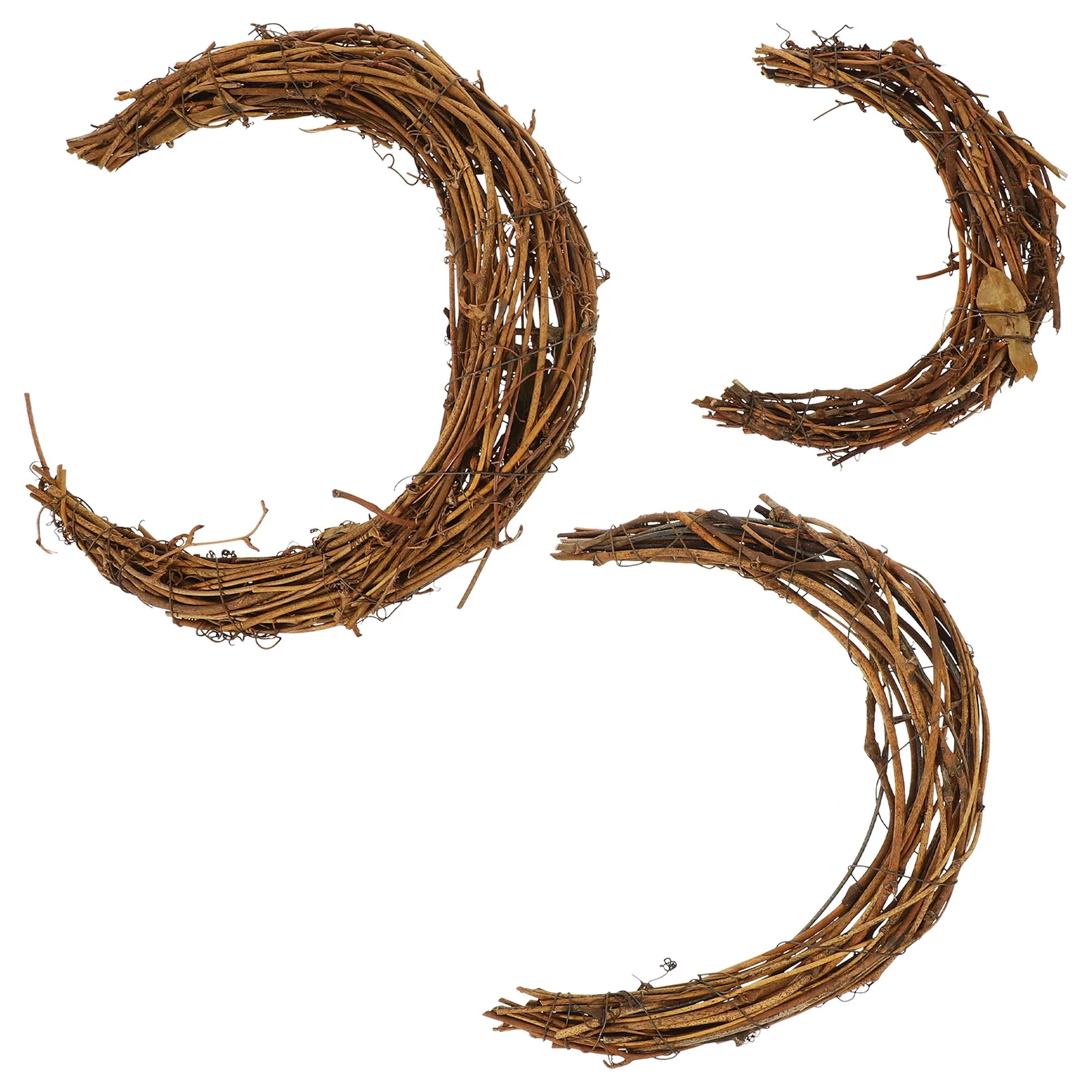 

3pcs DIY Wreath Rattan Ring DIY Moon-shape Rattan Wreath Rings Decorative Rattan Wreath