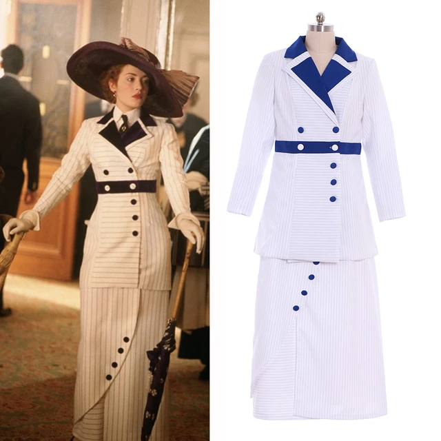 Titanic Rose Cosplay Costume Stripes Rose Dewitt Bukater Boarding