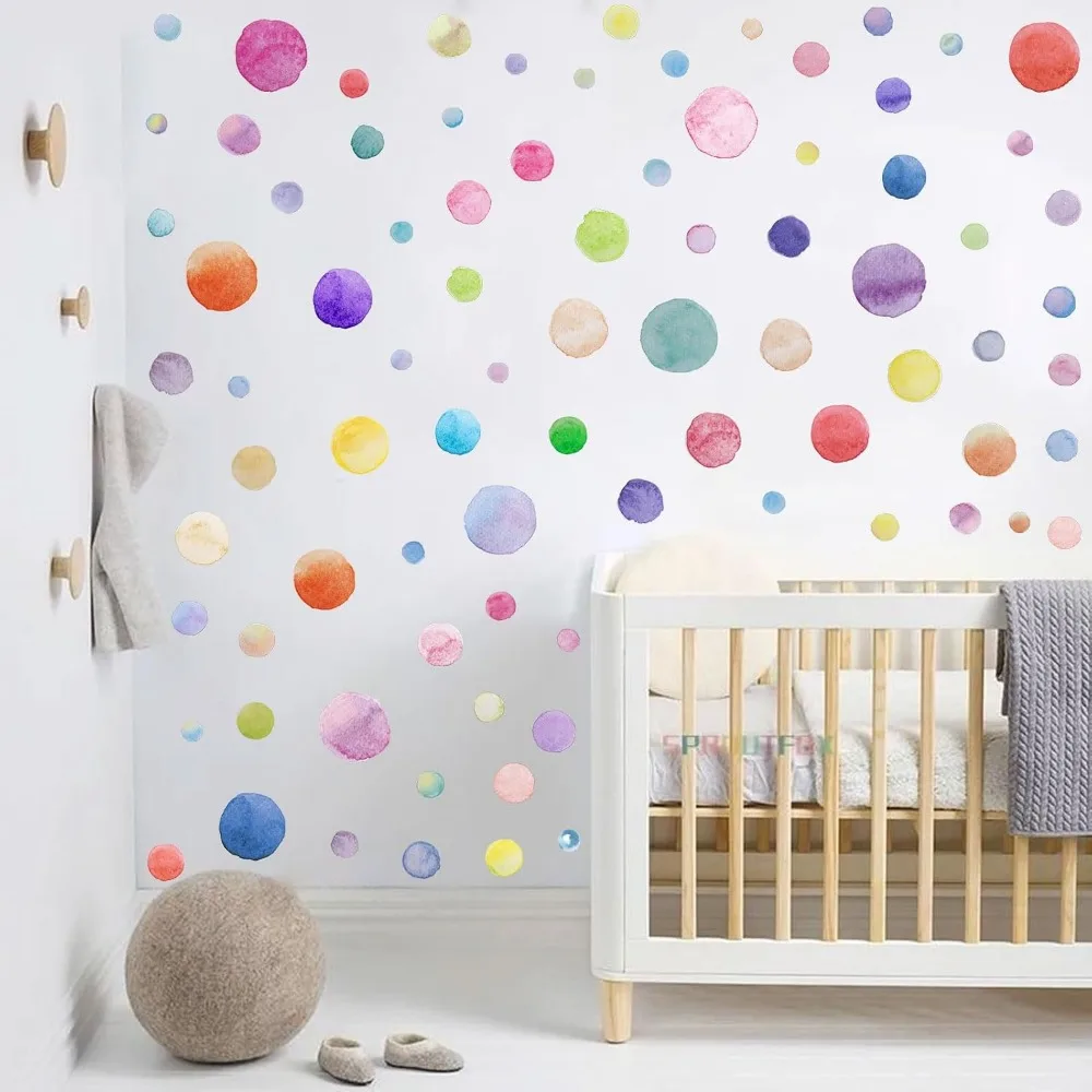 Glow-in-the-dark polka dot wall sticker, luminous watercolor dot wall sticker color removable self-adhesive sticker