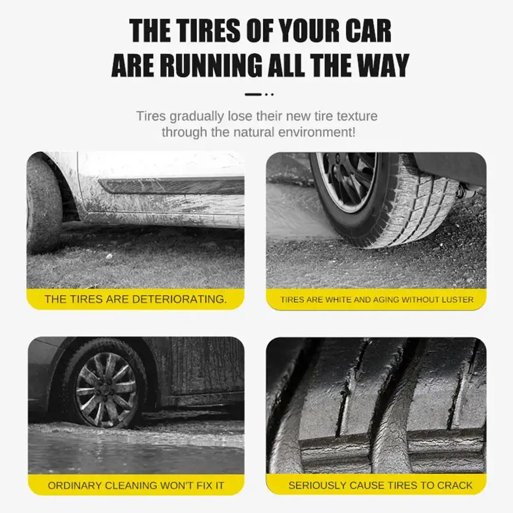 Car Tire Gloss Maintenance Agent Car Tire Retreading Wax Cream Cleaning Sealant Tyre Shine Coating Auto Supplies Gloss Clea S6A0