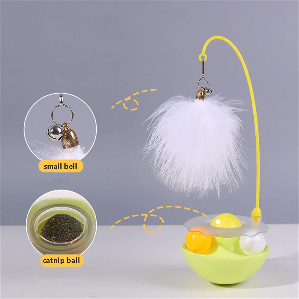 

Tumbler Cats Toy with Catnip Ball Detachable Feather Bell Cat Teaser Stick Indoor Kitten Interactive Training Scratching Balls