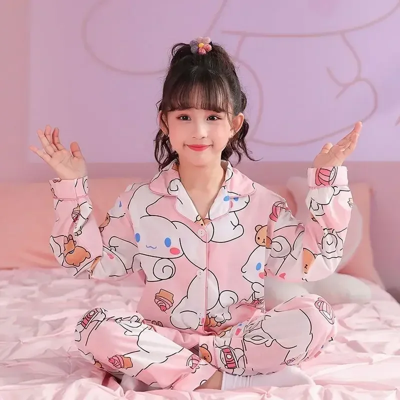 

Children's pajamas, cotton long sleeves, thin spring, autumn, kulomi little girl, cartoon, big kid, girl, loungewear set